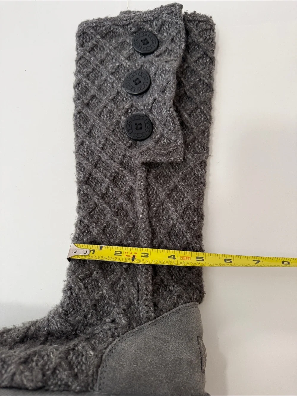 UGG Charcoal Knit Button Knee-High Boots